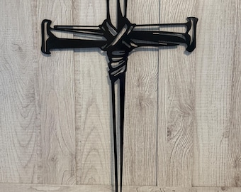 Metal Cross, Cross Sign, Religious Sign, Cross made of Nails, Jesus, Religious, Religion, Custom Sign
