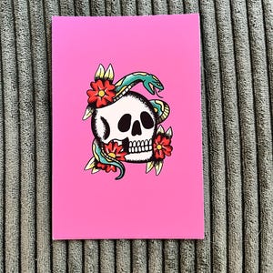 Tattoo Flash Inspired Skull 4x6 Print