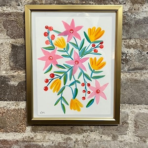 7&quot; x 9&quot; Floral Gouache Painting