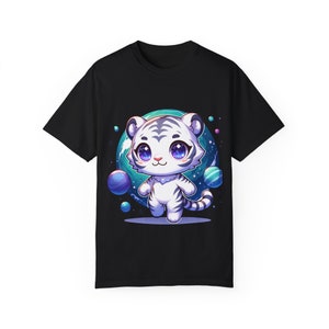 Unisex Cartoon Tiger Space Shirt, Tiger Shirt, Space Shirt, Animal Prints, Tiger Lover Gift Shirt, Chibi style Shirt, Galaxy Shirt