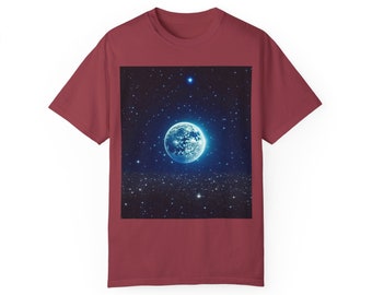 Chemise galaxie lune, cadeau pour amoureux de la galaxie, chemise lune céleste, chemise astrologie, chemise espace
