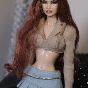 Leather Pleated Mini Skirt for Fashion Royalty, Nu Face, Poppy Parker, 12'' Fashion Dolls image 9