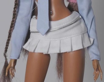 White Pleated Mini Skirt for Fashion Royalty, Nu Face, Poppy Parker, 12&#39;&#39; Fashion Dolls