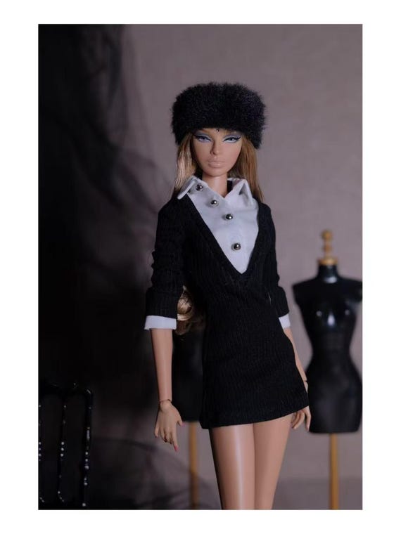 Black & White Knit Faux Two-piece Dress for Fashion Royalty, Nu Face, Poppy  Parker, 12'' Fashion Dolls - Etsy
