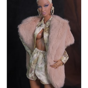 Gilet en fausse fourrure pour Fashion Royalty, Nu Face, Poppy Parker, poupées mannequins 12 pouces