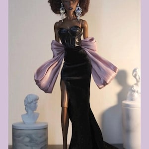Strapless Velvet Bow Gown for Fashion Royalty, Nu Face, Poppy Parker, 12&#39;&#39; Fashion Dolls