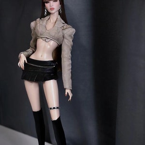 Leather Pleated Mini Skirt for Fashion Royalty, Nu Face, Poppy Parker, 12'' Fashion Dolls image 8