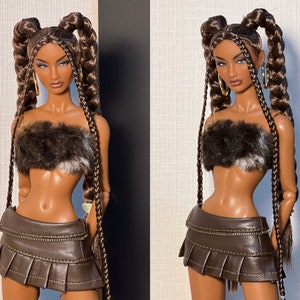 Leather Pleated Mini Skirt for Fashion Royalty, Nu Face, Poppy Parker, 12'' Fashion Dolls image 3