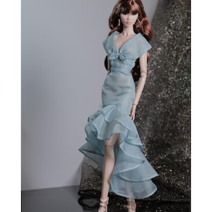Lake Blue Bow Vacation Dress for Fashion Royalty, Nu Face, Poppy Parker, 12&#39;&#39; Fashion Dolls
