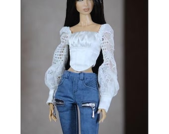 French-Inspired Satin Lace Corset Top for Fashion Royalty, Nu Face, Poppy Parker, 12'' Fashion Dolls