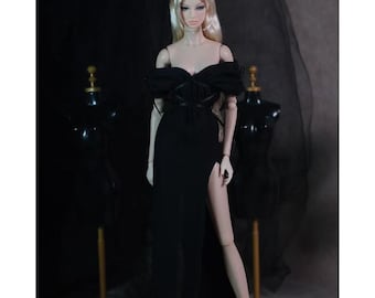 Schulterfreies Chiffon Kleid mit Schnürung für Fashion Royalty, Nu Face, Poppy Parker, 12'' Fashion Dolls