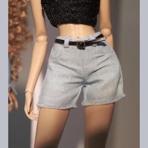 Old Geld Style Jeans Shorts + Gürtel für Fashion Royalty, Nu Face, Poppy Parker, 12 '' Fashion Dolls