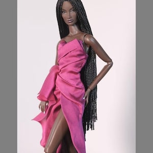 Fuchsia Satin Strapless Gown for Fashion Royalty, Nu Face, Poppy Parker, 12&#39;&#39; Fashion Dolls