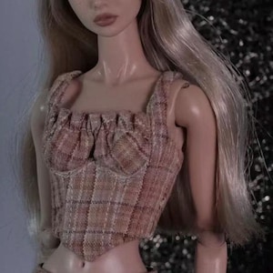 French Plaid Camisole Top for Fashion Royalty, Nu Face, Poppy Parker, 12&#39;&#39; Fashion Dolls