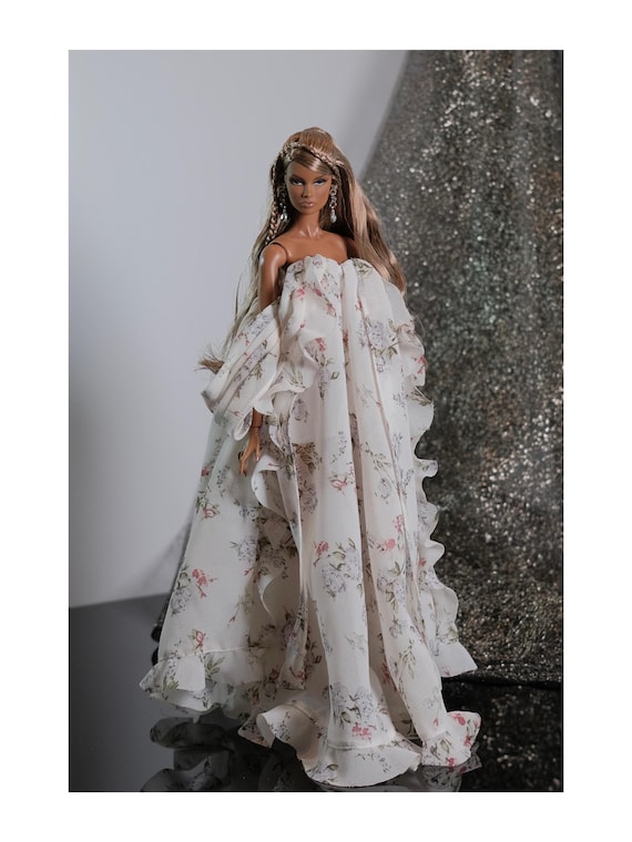 Floral Ruffled Fairy Maxi Dress for Fashion Royalty, Nu Face, Poppy Parker, 12'' Fashion Dolls Floral Ruffled Fairy Maxi Dress for Fashion Royalty, Nu Face, Poppy Parker, 12'' Fashion Dolls