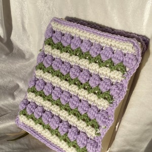 Custom crochet book cover protector tulips spring