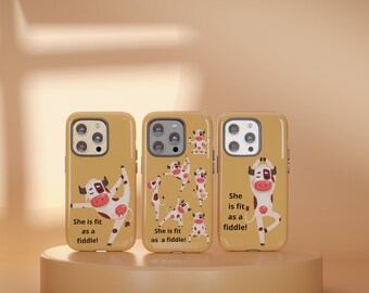 Linda funda de teléfono de vaca, funda de teléfono resistente para iphones, funda de teléfono con estampado de vaca, funda de teléfono de cruce de animales en regalo de amante de las vacas, regalo de amante de los animales