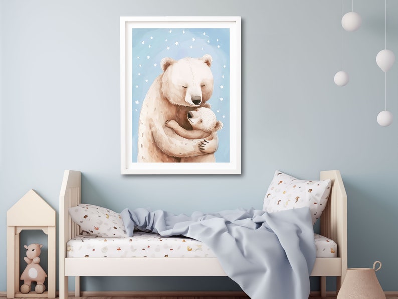 Bear Kids Poster, Woodland Animal Nursery, Nursery Wall Art, Digital Download, Children Poster, Kids Poster, Kids Wall Art, Nursery Print zdjęcie 2