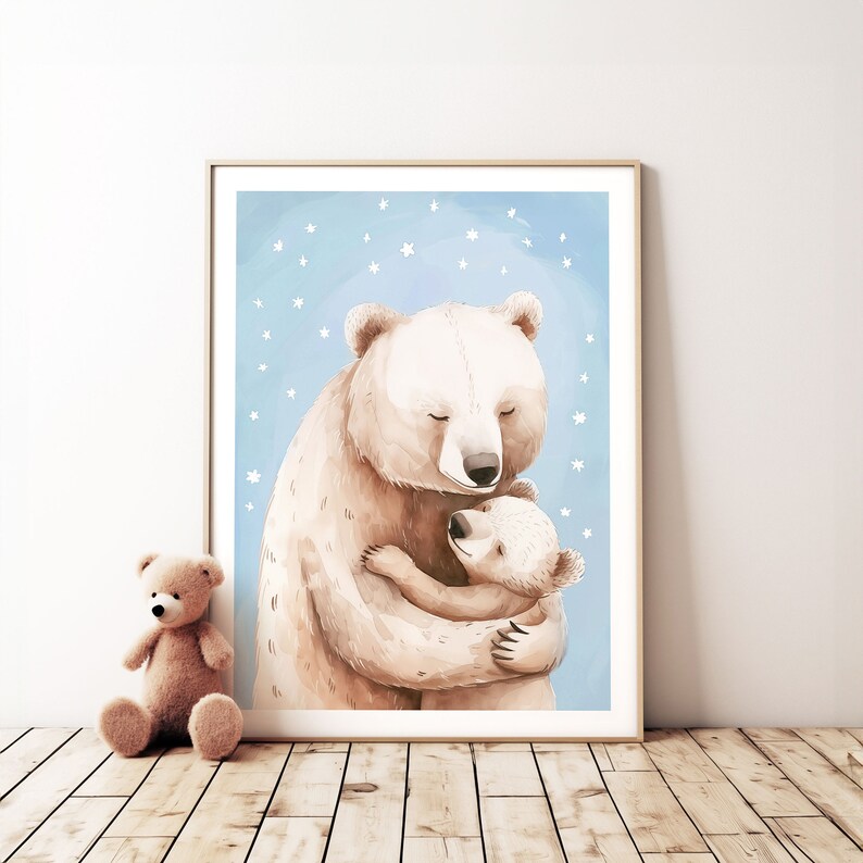 Bear Kids Poster, Woodland Animal Nursery, Nursery Wall Art, Digital Download, Children Poster, Kids Poster, Kids Wall Art, Nursery Print zdjęcie 1