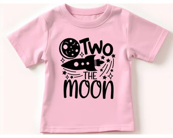 Two The Moon Birthday Shirt - 2nd Birthday Space Tee 128