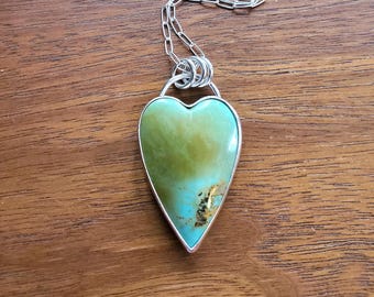 Stunning Tyrone Turquoise Elongated Heart Pendant in Solid Sterling Silver