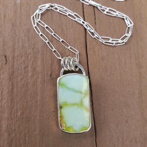Gorgeous Palomino Varsicite Bar Pendant in Solid Sterling Silver with Paperclip Chain