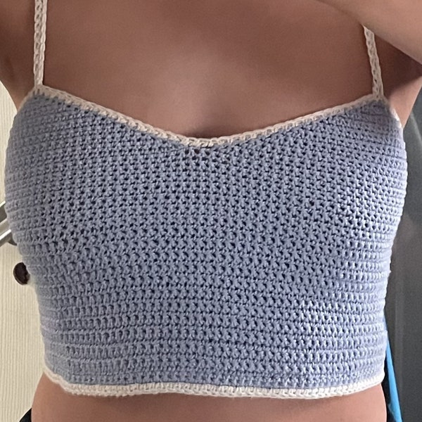 Crochet Digital Pattern for Sweetheart Neckline Top with Borders