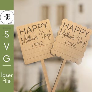 Happy Mother's Day SVG Pflanzen Marker Muttertagsgeschenk Lasercut-Dateien. Glühschmiede. Geschenk von Kinder. Schrott Buster. Laser-Dateien. DIGITAL