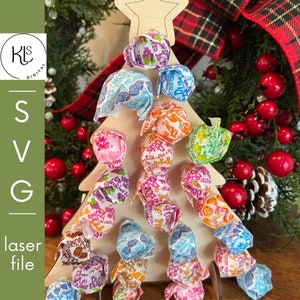 Lollipop Tree Julnedräkning SVG. Adventskalender Laserskuren fil. Glowforge. Poängfildesign. DIGITAL