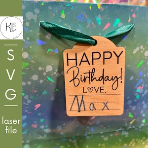 Happy Birthday Gift Tag. Scrap Buster. Glowforge Laser.  Digital File.