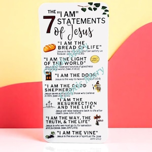 Carte plastifiée Les 7 déclarations « JE SUIS » de Jésus