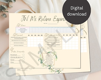 Lista de rutina espiritual | Testigos de Jehová | Español | Planificador | Imprimible | JW Pioneer Gifts Spanish | JW Gifts | JW Precursores