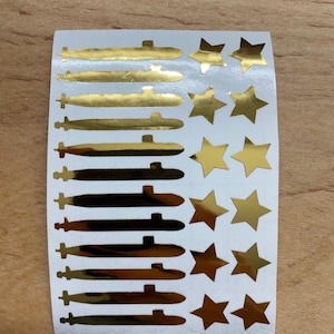 Gold Submarines & Gold Stars Sticker Sheet