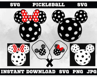 Mickey and Minnie Mouse Pickleball SVG, Paddles Clipart (Digital Download)