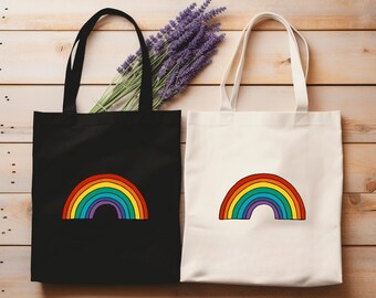 Pride Flag Tote Bag / Shopping Bag, 100% Cotton Canvas, Rainbow Shoulder Bag for Groceries, Pride Love, Good Gift, Good Price, Nice Bag