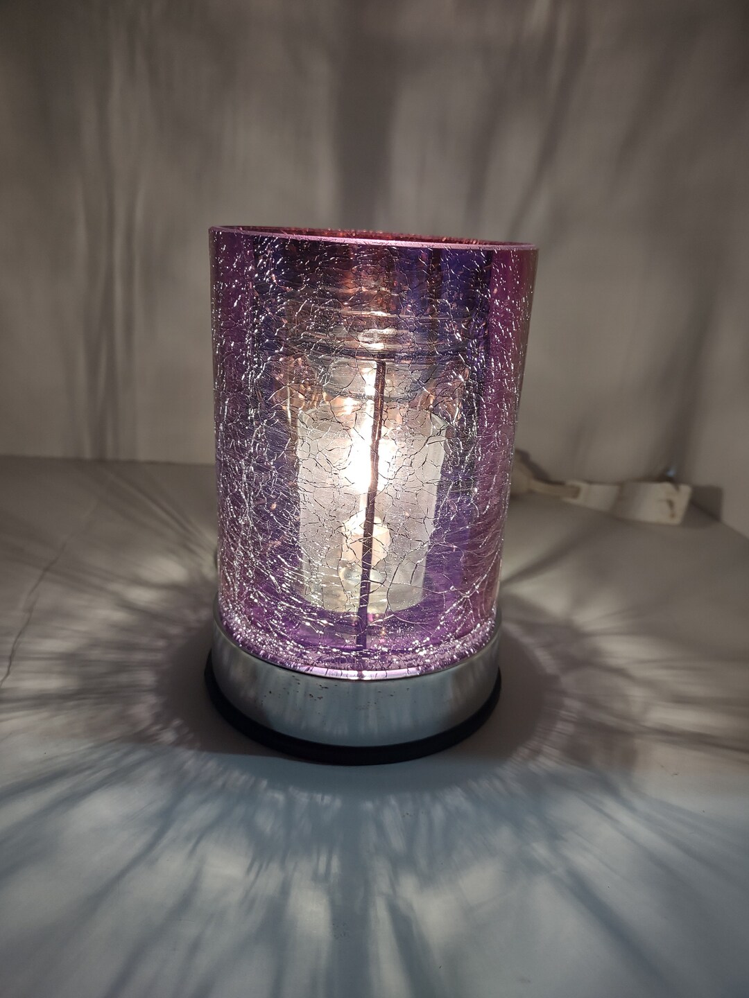 Beautiful Purple Metallic Color Glass Design Table Top Aroma Lamp W ...