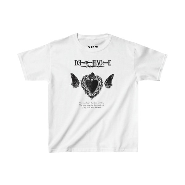 Y2K Anime Manga Death Note Iron Heart Cyber Grunge Streetwear Baby Tee L Lawliet Misa Amane Light Yagami Gifts for Anime lovers Anime Tee