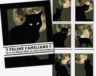 Notitiekaartenset Black Cat: Witchy Feline Designs, Halloween-briefpapier