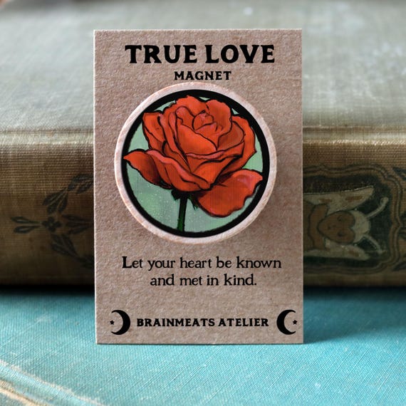 True Love Magnet – Red Rose Inspirational Magnet, for Refrigerator or Altar