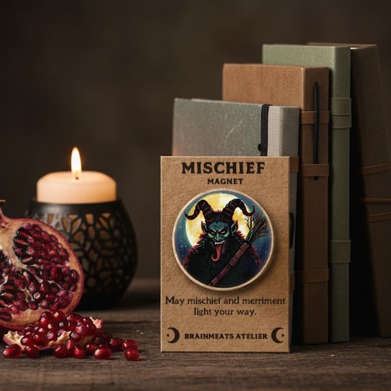 Mischief Magnet – Krampus 2025 | Dark Christmas Gift | Funny Holiday Magnet | Pagan Folklore Art | Winter Stocking Stuffer
