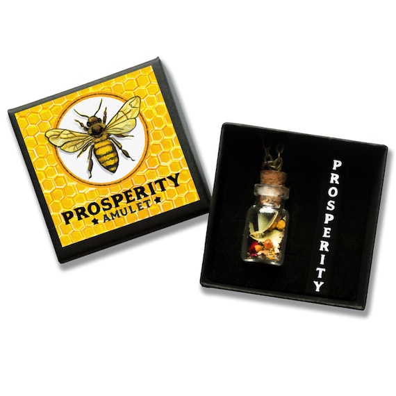 Prosperity Herbal Amulet  - Handmade Talisman for Abundance & Opportunity - Botanical Charm in Kraft Box with Chain