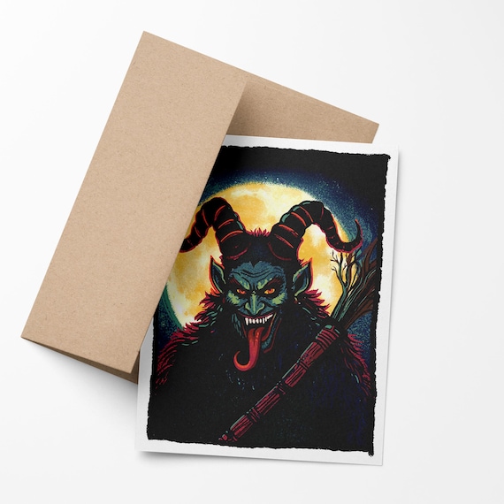 Krampus in the Moonlight: Original Fine Art Holiday Card