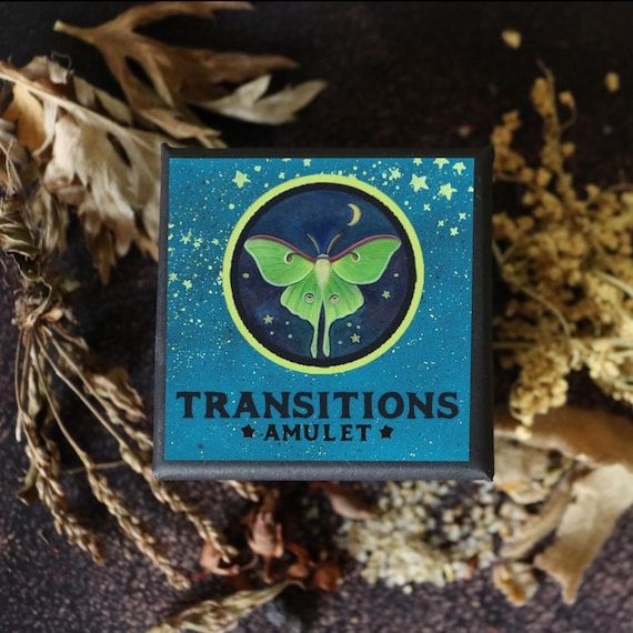 Transitions Amulet – Herbal Luna Moth Charm for Change, Release & Renewal