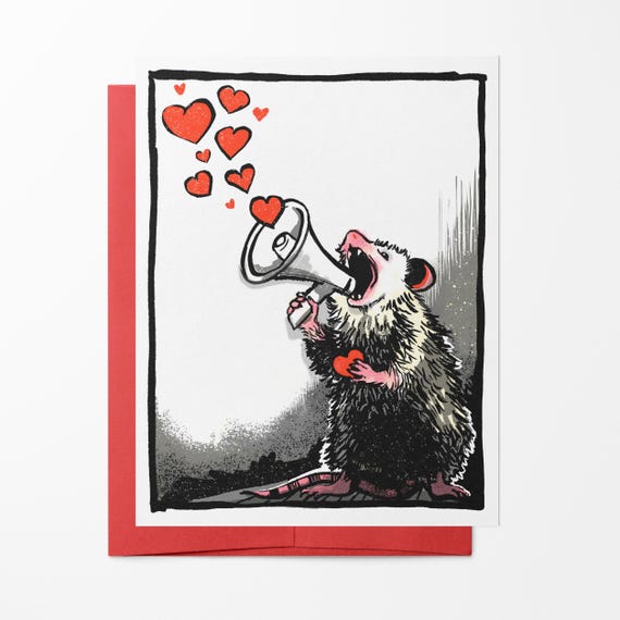 My Love is Loud - Screaming Possum Valentine Card