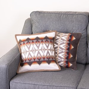 Pacific Crest Brown and White Reversible Pillow 16x16 Southwestern Statement Throw Pillow  Aztec Western