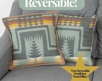 Sage Harding Green Reversible Pillow 16x16 Southwestern Statement Throw Pillow Aztec Western Cowboy Tan