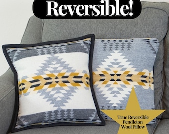 Rancho Arroyo Silver White Gray Reversible Pillow 16x16 Southwestern Statement Throw Pillow Wool Aztec Tribal Cowboy