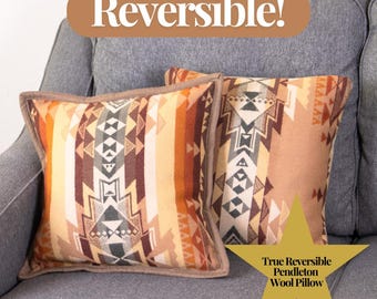 Autumn Ridge Reversible Wool Pillow 16x16 Southwestern Statement Throw Pillow Limited Edition Fall Rare One-of-a-Kind Tribal