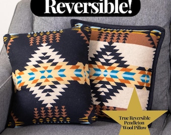 Rancho Arroyo Black/Tan Reversible Wool Pillow 16x16 Pillow Western Throw Pillow Accent Pillow Aztec Cowgirl Tribal