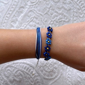 Blue Flower Bracelet Set